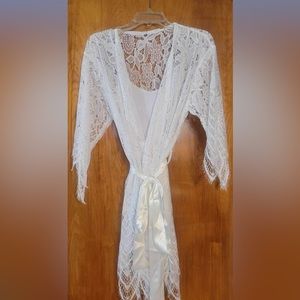 Lace robe and slip